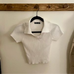 White Polo Crop Top